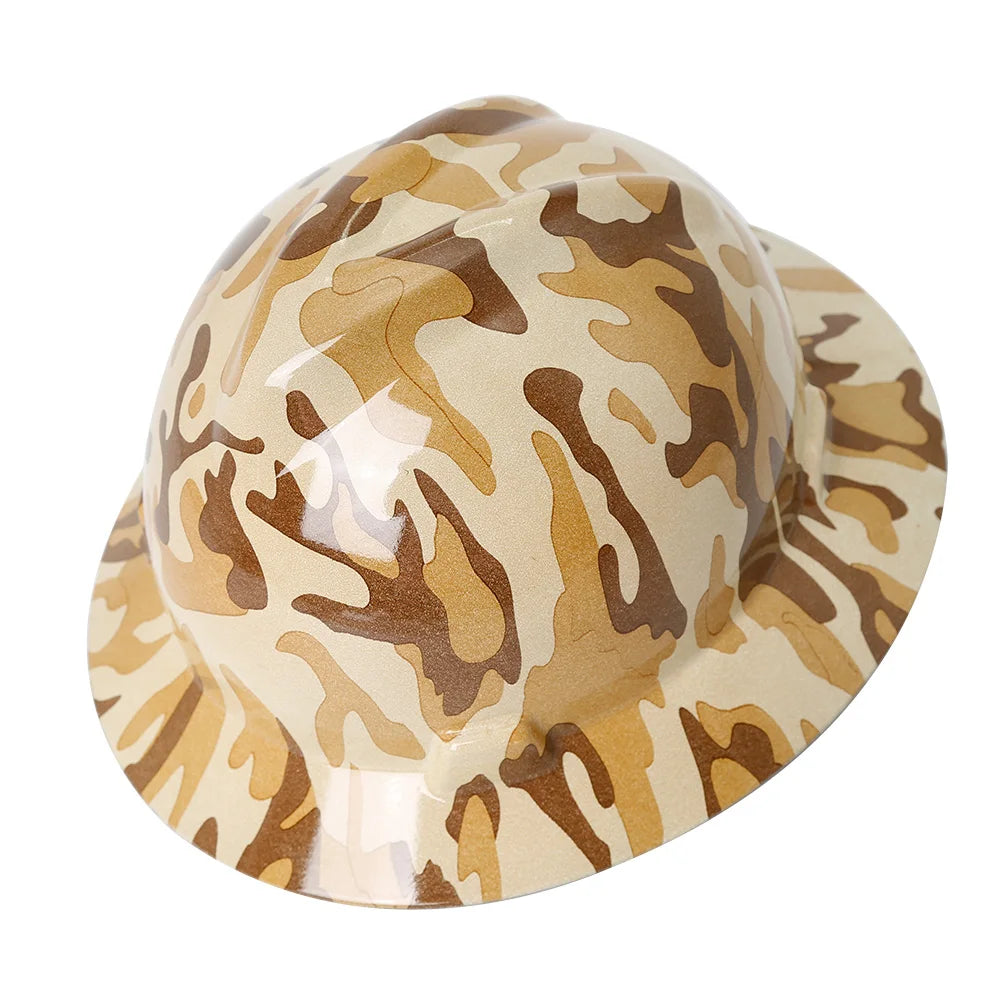 Camouflage Safety Helmet Full Brim Protective Hard Hat Outdoor Construction Sun Shade Hat High Strength Railway Metallurgy Mine