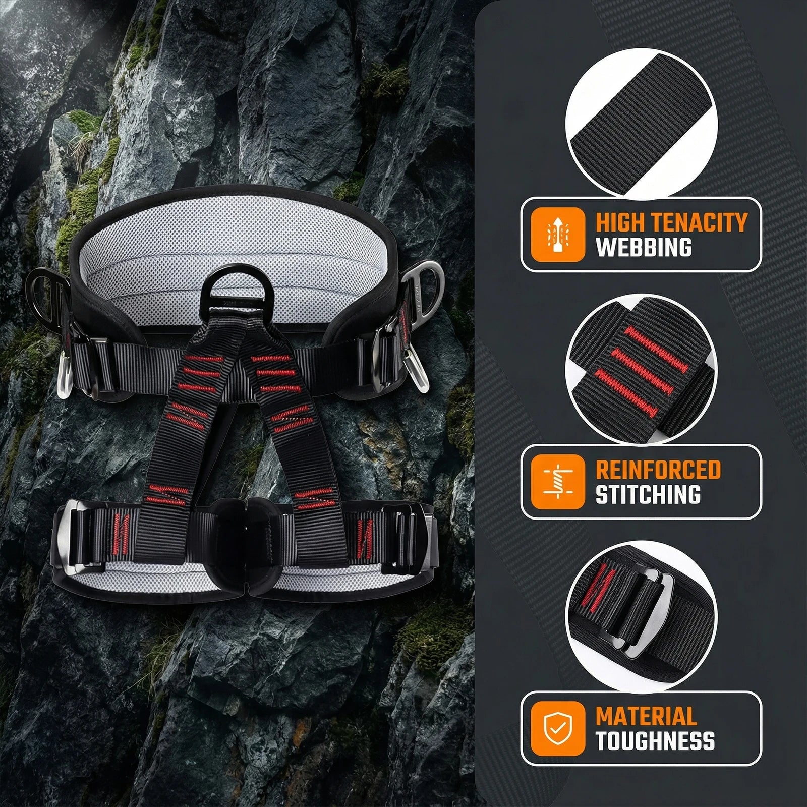 Adjustable Climbing Harness for Women and Men Protect Waist Safety Harness for Roofing Fire Rescuing Rock Climbing Tree Climb