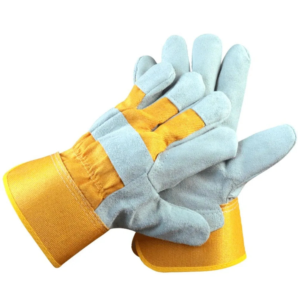 Cowhide Leather Gardening Gloves Heat Resistant Safety Durian Picking Gloves Thorn-proof Welding Flame Retardant