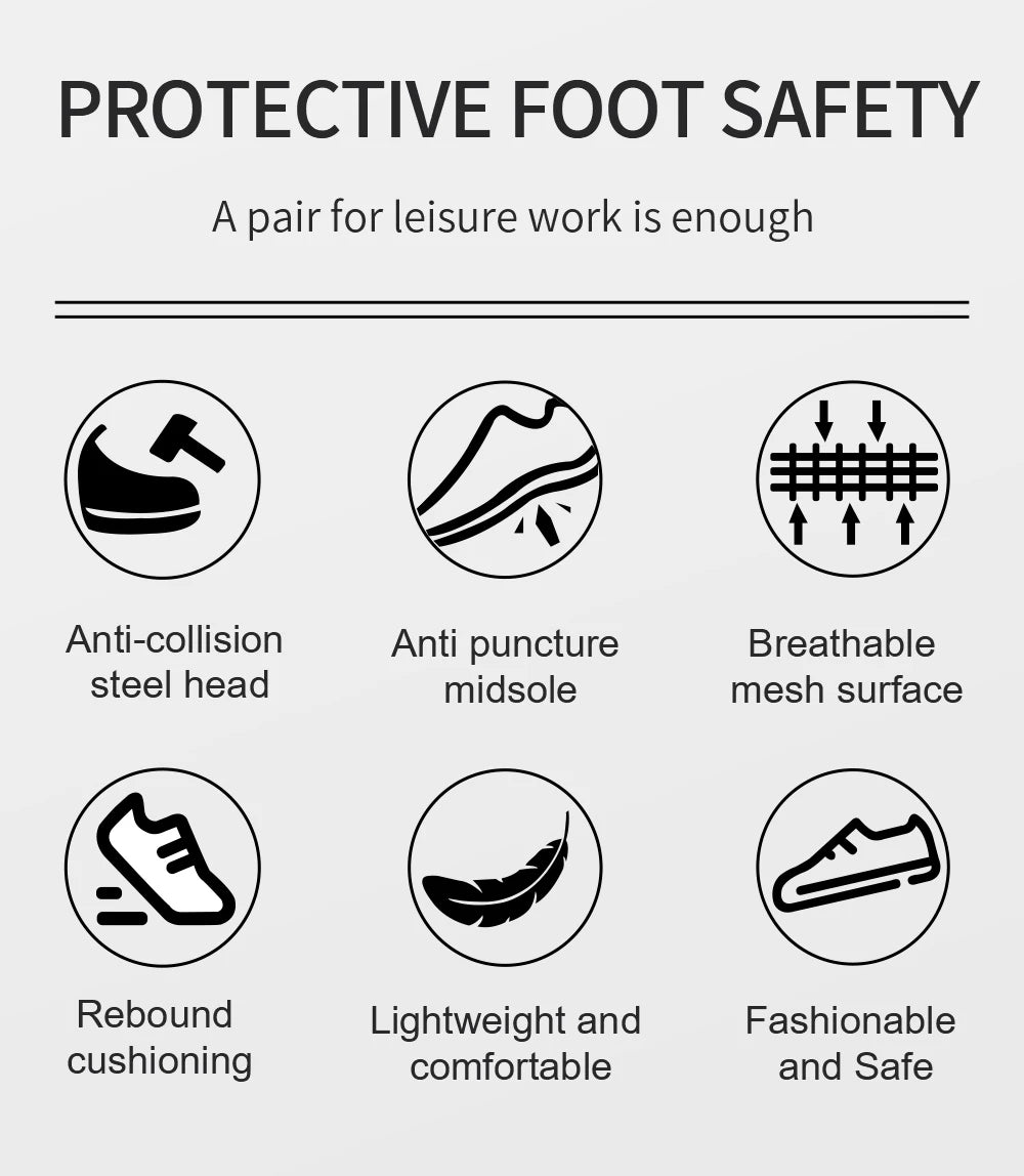 Men's Steel Toe Safety Shoes Anti-Strike Mid-Calf Protection Outdoor Safety Boots Industrial Work Footwear Comfortable Breathabl