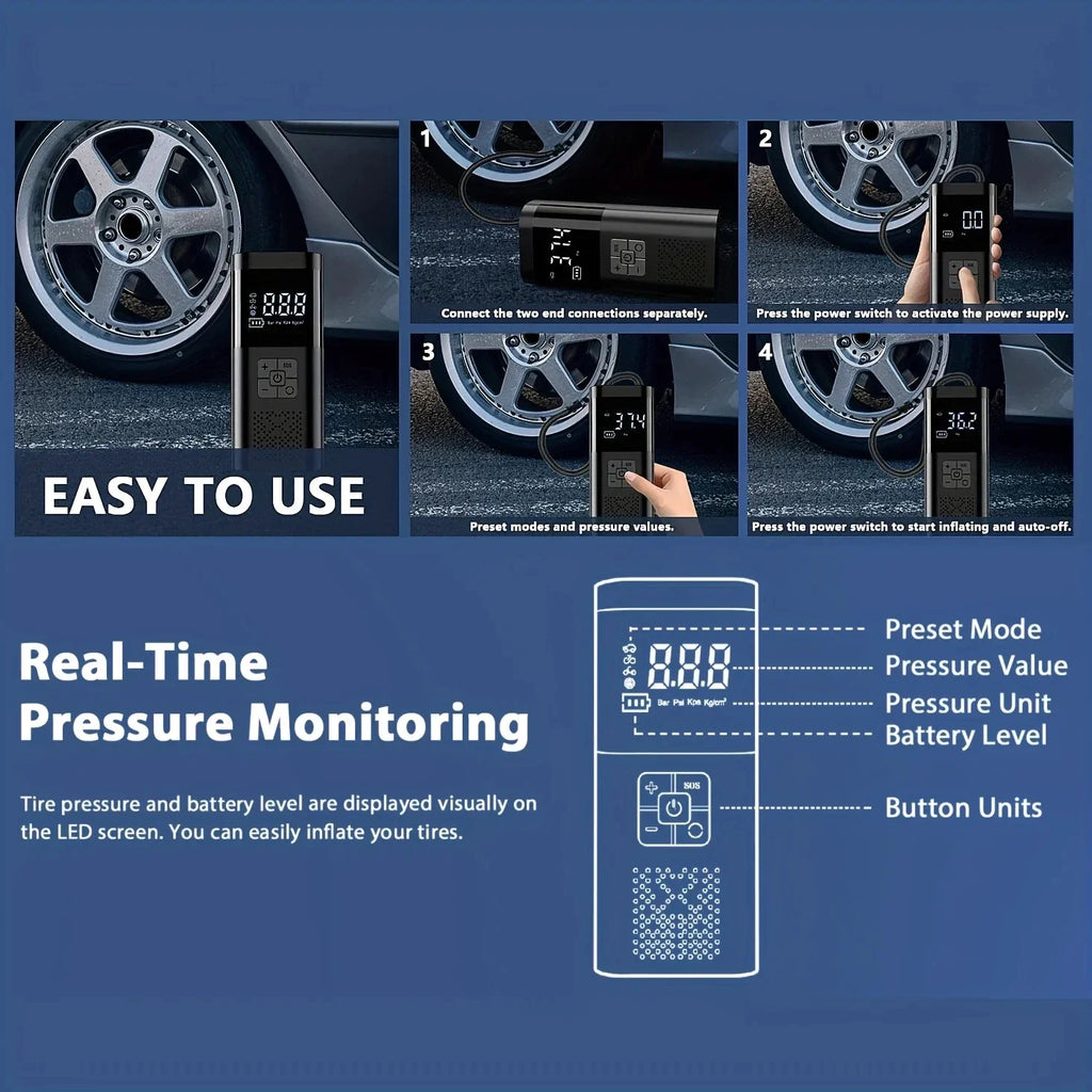 Car wireless inflator portable car auto inflator small sedan tire inflator motorcycle bicycle basketball inflator carryable