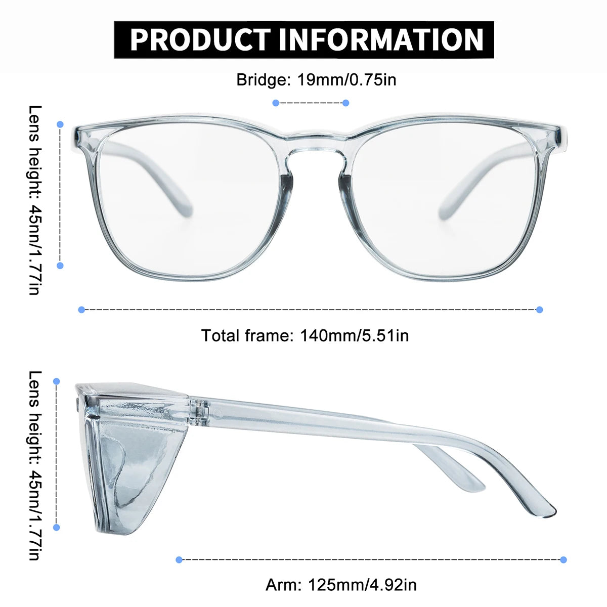 Stylish Safety Glasses Goggles, ANSI Z87+ Anti Fog Safety Goggles Blue Light Blocking Protective Eyewear for Nurses HM9