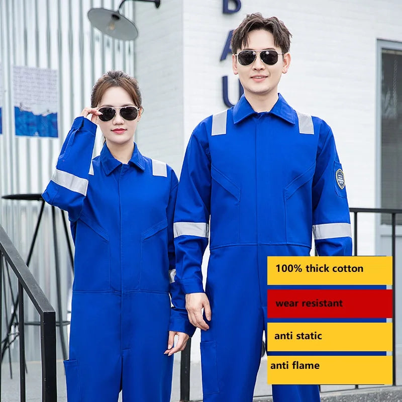 High Temperature Resistant Uniform Anti-static Flame Resistant Coveralls Hi Vis Safe Clothing Cotton Work Overall Welding Suit