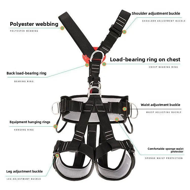 High Altitude Work Safety Harness 5-Point Full Body Safety Belt Outdoor Climbing Mountaineering Construction Rescue Equipment
