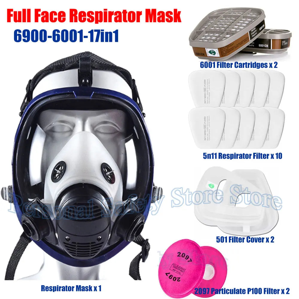 Chemical Gas Mask 6800 Dust Respirator Anti-Fog Full Face Mask Filter For Industrial Acid Gas, Welding Spray Paint Insecticide