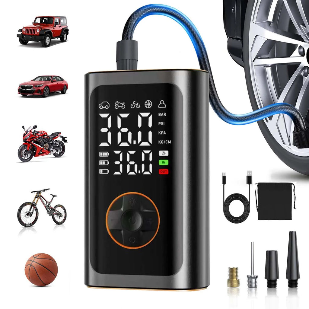 Tire Inflator Portable Air Compressor - Fast Inflation Cordless Air Pump for Car Tires, 150PSI Electric Bike Tire Pump