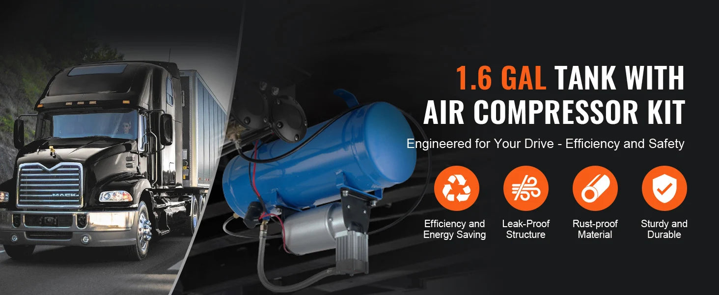 SucceBuy 12V Air Compressor with Tank 3/6L Train Horn Air Compressor 120psi Air Compressor System for Train Horn/Inflating Tire