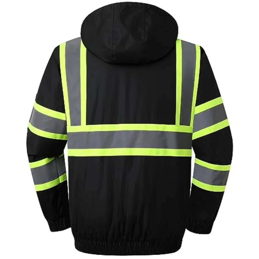 Hi-Vis Winter Safety Bomber Jacket for men and women Winter Safety Jacket Durable and Waterproof Construction Work Jacket for W
