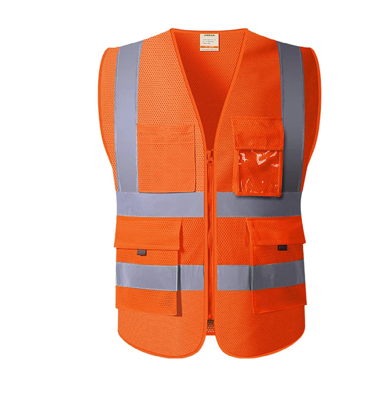 Blue Mesh Safety Vest With Pockets Breathable Summer Workwear Waistcoat for Contruction High Visibility Reflective Jacket