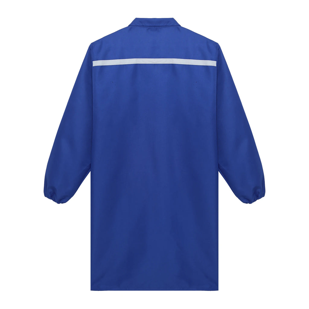 Mens Womens Factory Workshop Uniform Long Sleeve Pockets Button-up Coverall Reflective Strips Long Workwear Wear-resistant Coat