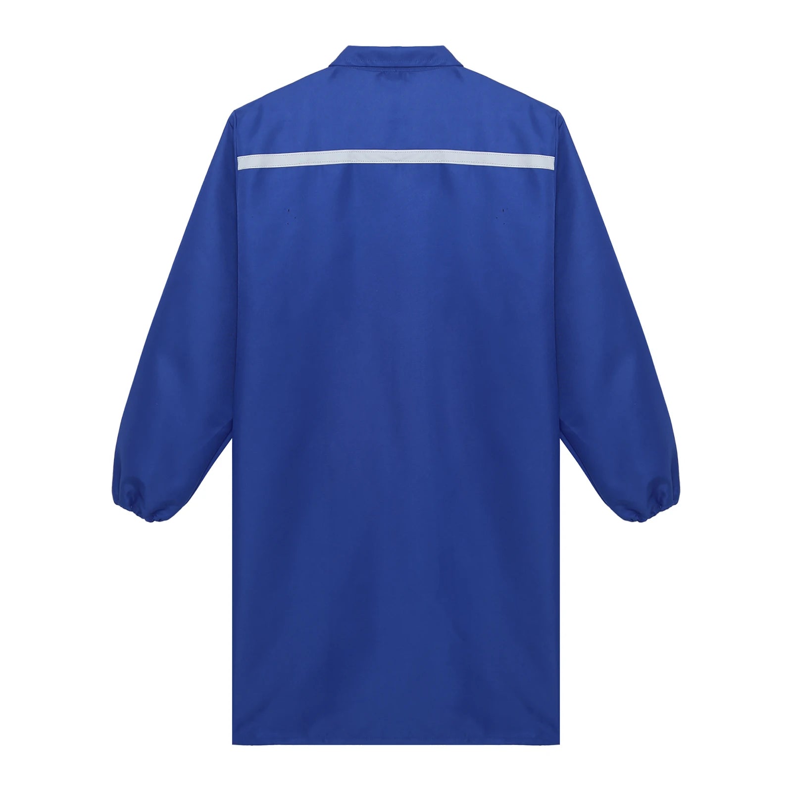 Mens Womens Factory Workshop Uniform Long Sleeve Pockets Button-up Coverall Reflective Strips Long Workwear Wear-resistant Coat