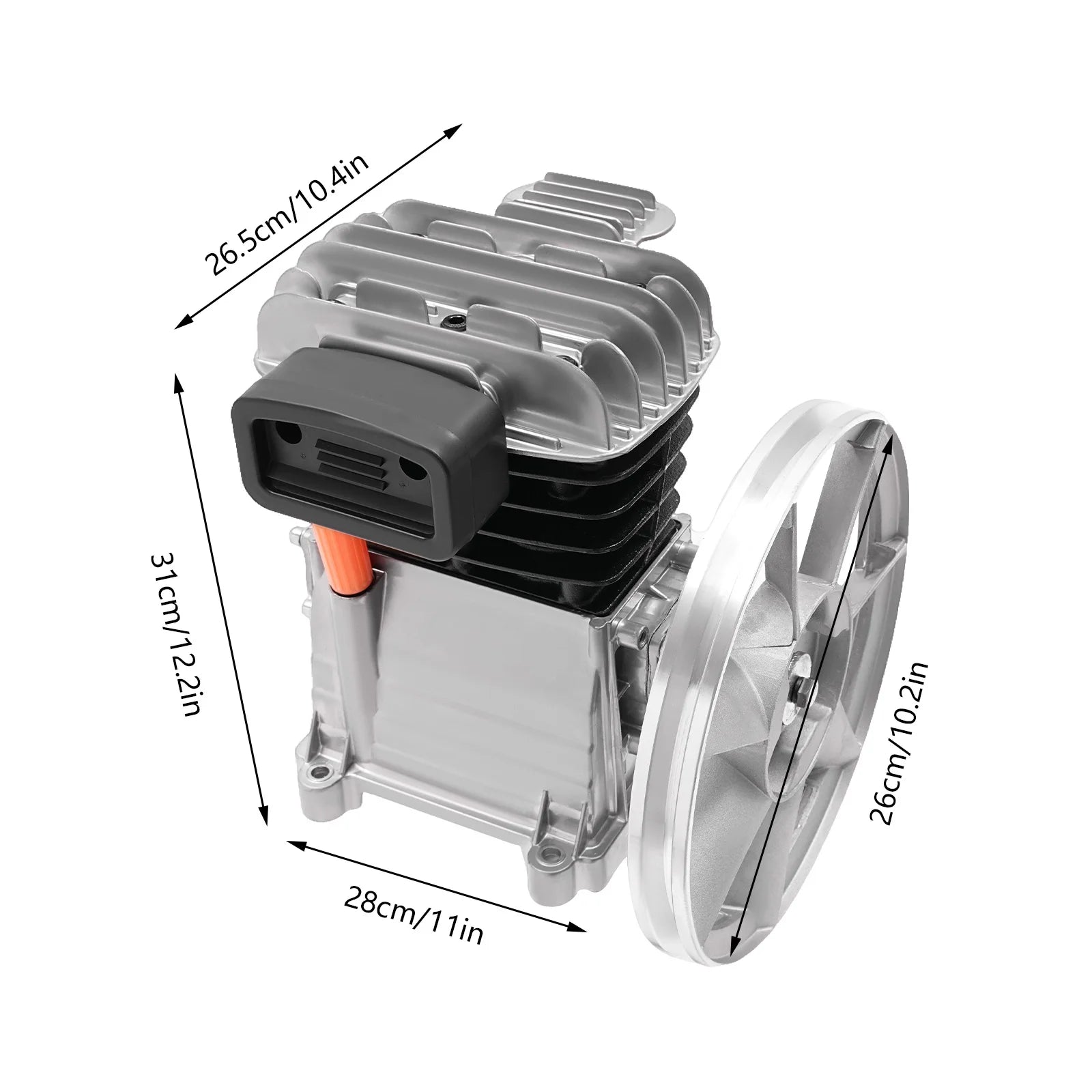 Air Compressor Heads 8Bar Twin Cylinder 3 HP Single Stage 960RPM Piston Pump Suitable Belt Pulley for Industry Machinery Farm