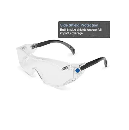 Over-The-Glass Safety Glasses with Gray Lens, Adjustable Fit, ANSI Z87.1+ Certified for Eye Protection