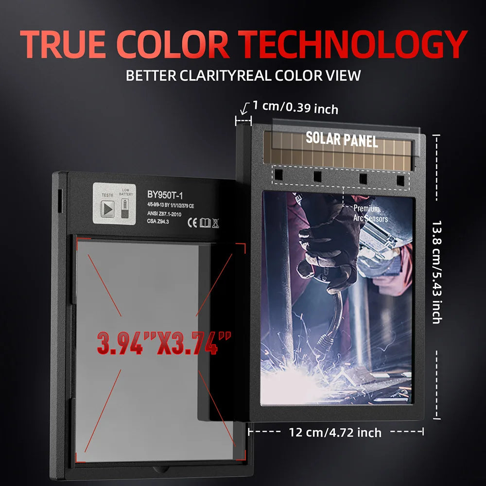 ANDELI Auto Darkening Welding Helmet Panoramic 180° View True Color 4 Arc Sensor Welding Mask for MIG MAG MMA Welder Machine