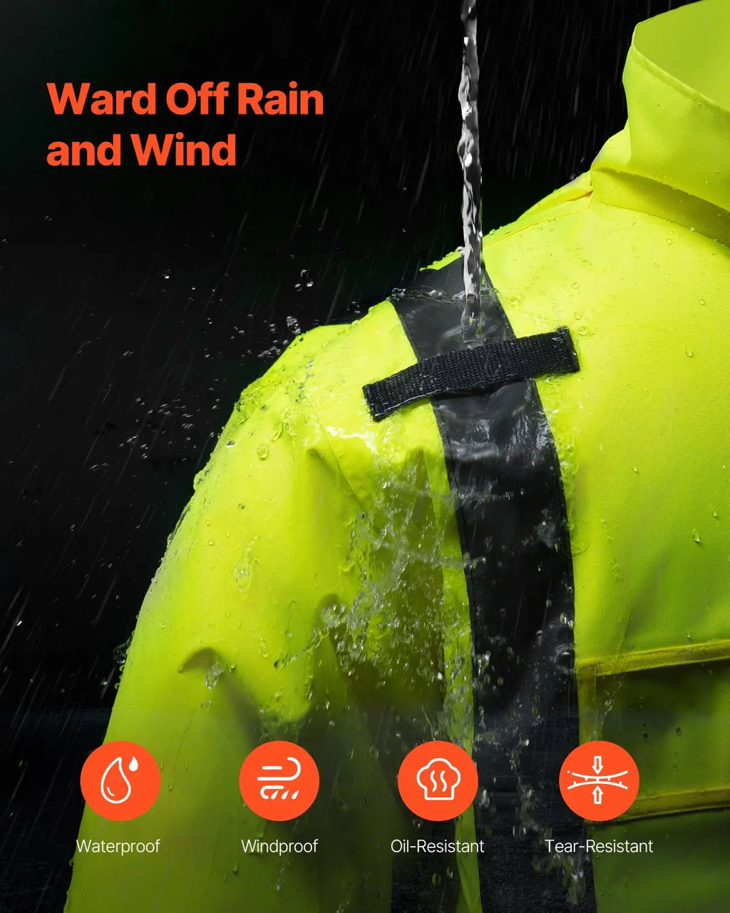High Visibility Reflective Safety Jacket Waterproof Hoodie Yellow With Black L