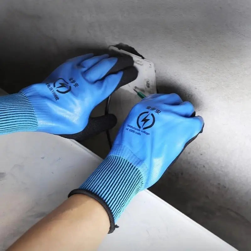 New 1 Pair Withstanding Voltage 1000V High Elasticity Glove Safety Protective Blue Electrician Insulating Gloves