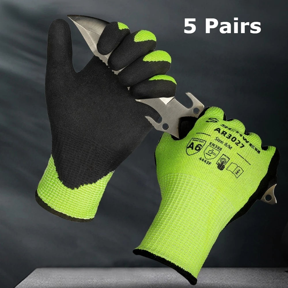 A6 Cut Resistant Gloves Steel Wire Anti-Cut Puncture Proof Anti-Slip Breathable Work Safety Gloves for Construction