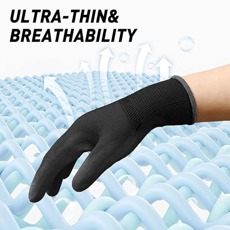 10/30 Pair Logo Free Polyurethane Gloves Safety Work Gloves Repair Gloves Palm Coated Gloves Carpenter Repairman Supplies