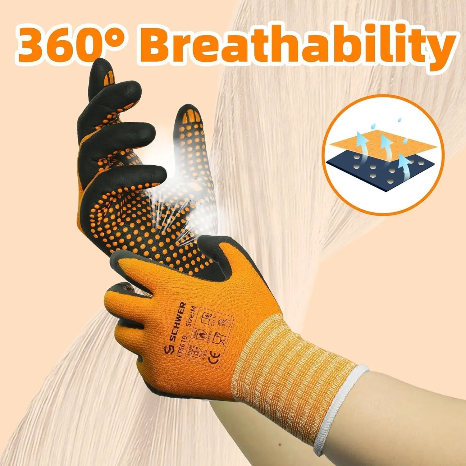 3/6/12 Pairs MicroFoam Nitrile Coated Safety Gloves,Level 4 Abrasion Resistant with MicroDot Grip, for Work and Gardening
