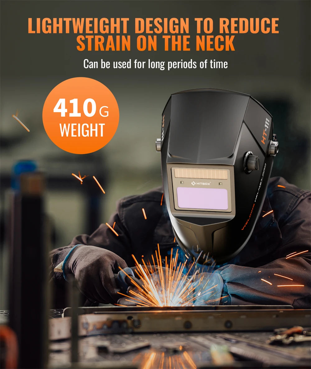 HITBOX Welding Helmet Auto Darkening Welding Mask For TIG MIG ARC Welder Machine Large View True Color DIN9-13 93*43MM Vision