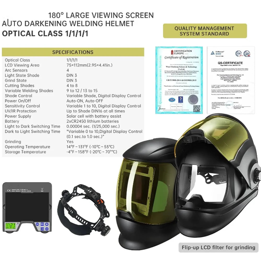 SAFEUP Professional Welding Helmet EN379 1111 for TIG MIG MAG MMA True Color Auto Darkening Welding Hood Flip UP Cap Mask Welder