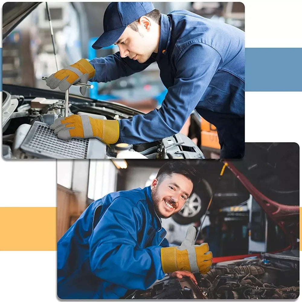 Cowhide Leather Gardening Gloves Heat Resistant Safety Durian Picking Gloves Thorn-proof Welding Flame Retardant