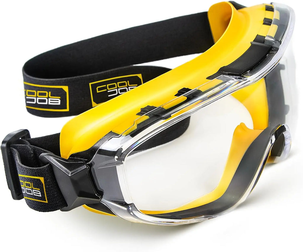 Safety Goggles Over Glasses, Anti-Fog Clear Lens, ANSI Z87.1 Impact & UV Protection, Adjustable Headband
