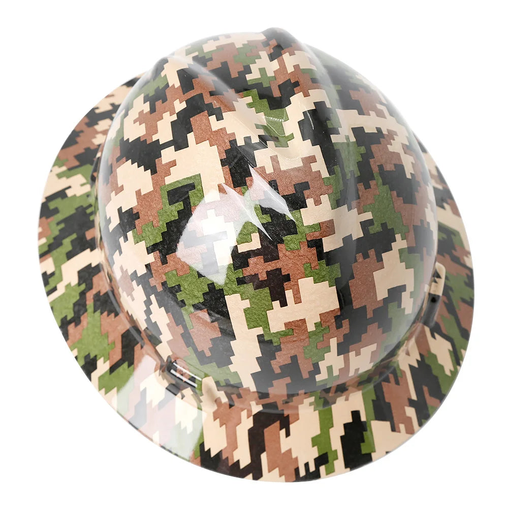 Camouflage Safety Helmet Full Brim Protective Hard Hat Outdoor Construction Sun Shade Hat High Strength Railway Metallurgy Mine