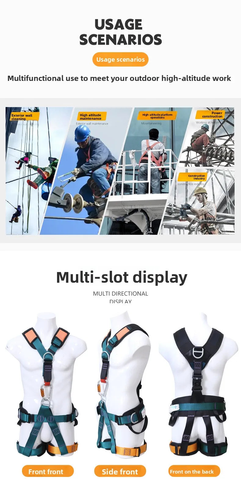 High Altitude Work Safety Harness 5-Point Full Body Safety Belt Outdoor Climbing Mountaineering Construction Rescue Equipment