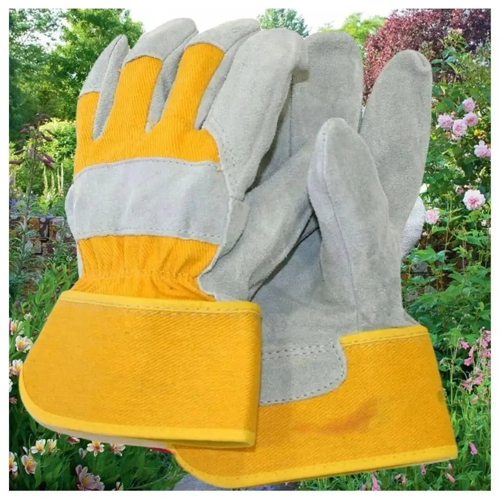 Cowhide Leather Gardening Gloves Heat Resistant Safety Durian Picking Gloves Thorn-proof Welding Flame Retardant
