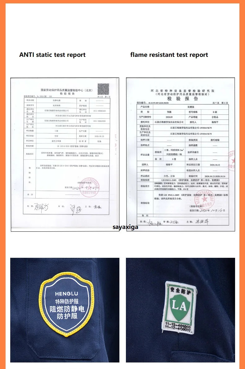 High Temperature Resistant Uniform Anti-static Flame Resistant Coveralls Hi Vis Safe Clothing Cotton Work Overall Welding Suit