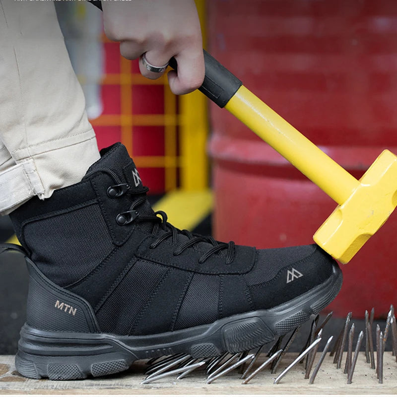 Men Industrial Steel-Toe Work Shoes- Breathable Anti-Smash Protection