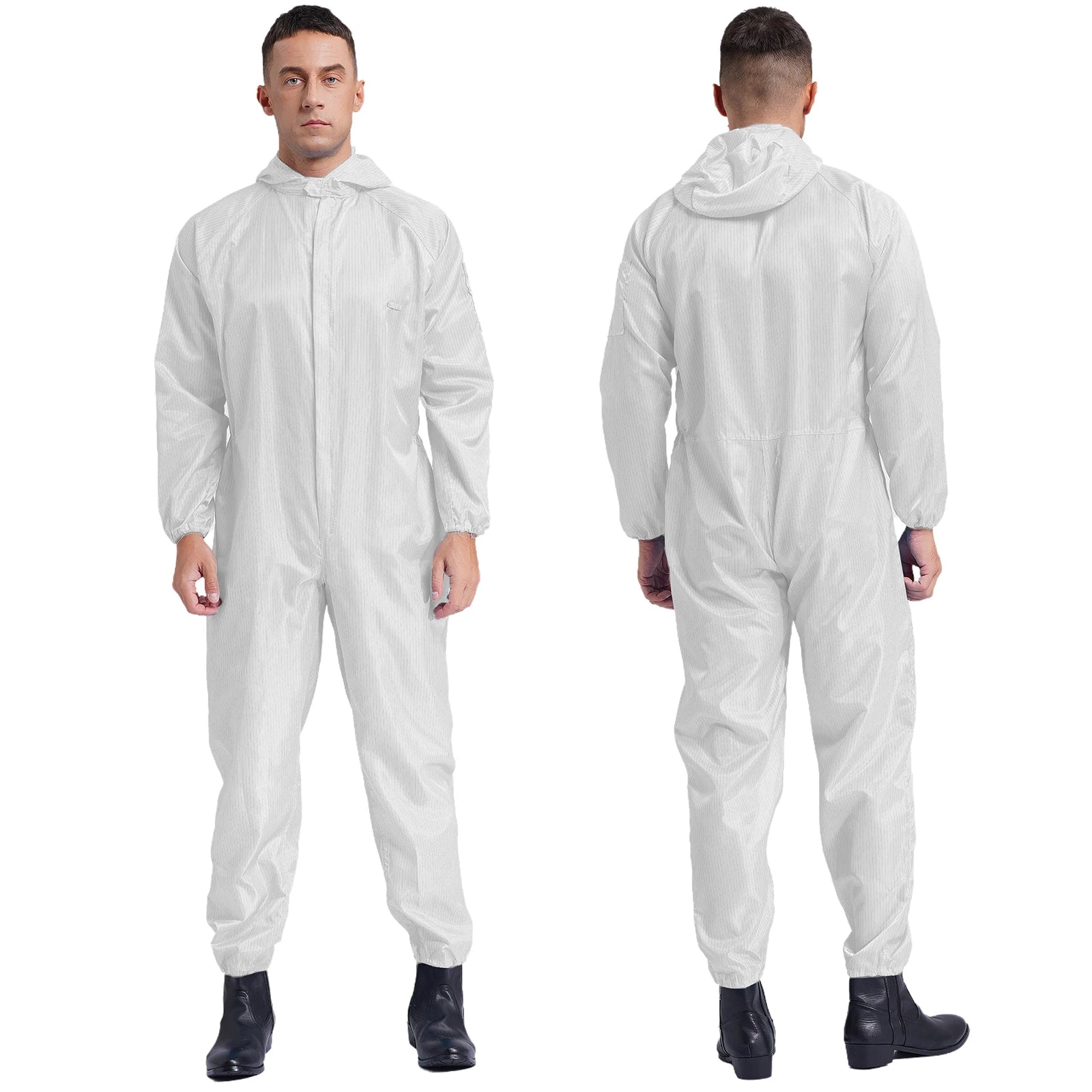 Adult Anti-Static Hooded Coverall Workshop Uniform Long Sleeve Zipper Dust-proof Overalls Jumpsuit for Lab Worker Spray Paint