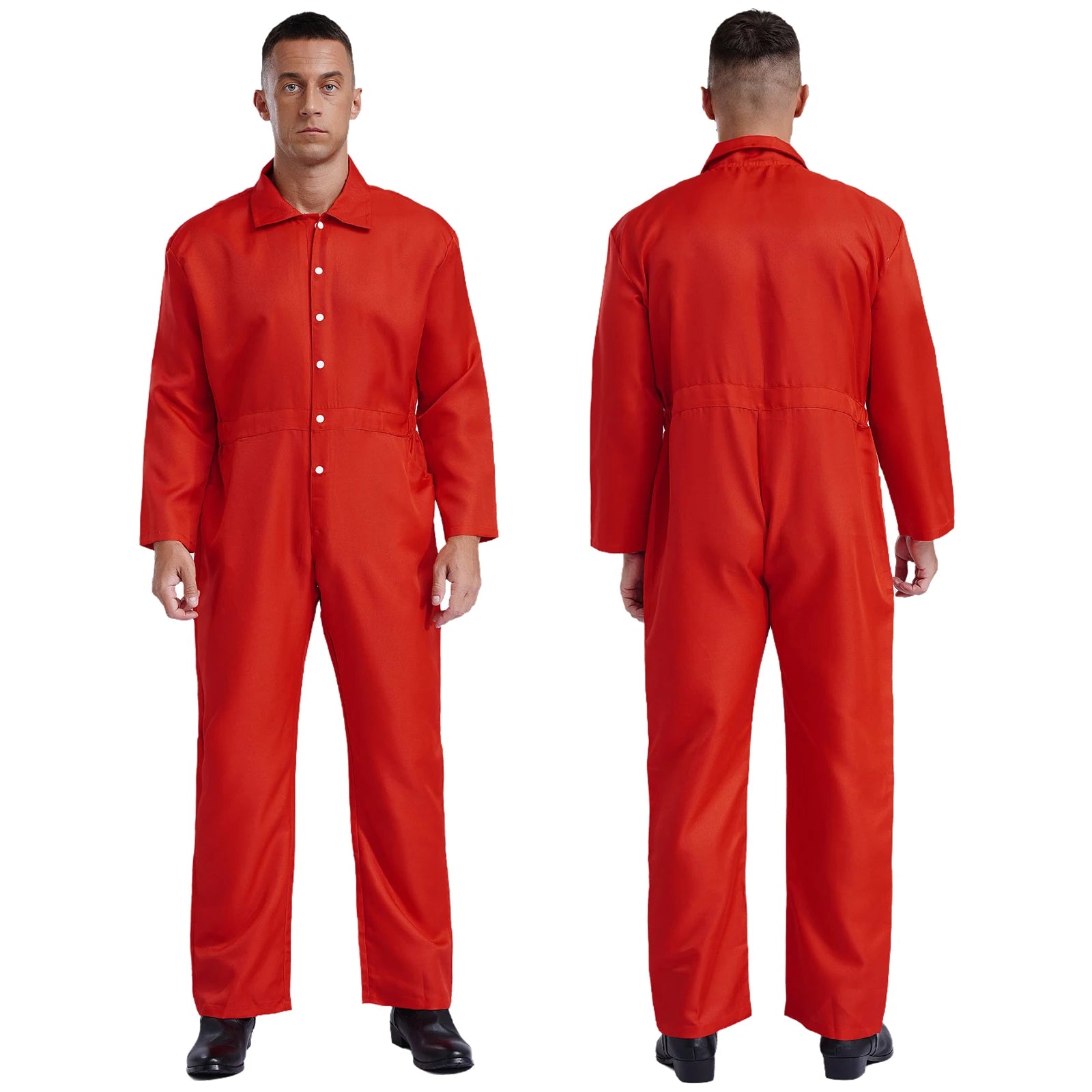 Mens Wear Button-up Work Coveralls Jumpsuit Resistant Overalls Costume Turn-down Collar Bodysuit Long Sleeve Workshops Uniforms