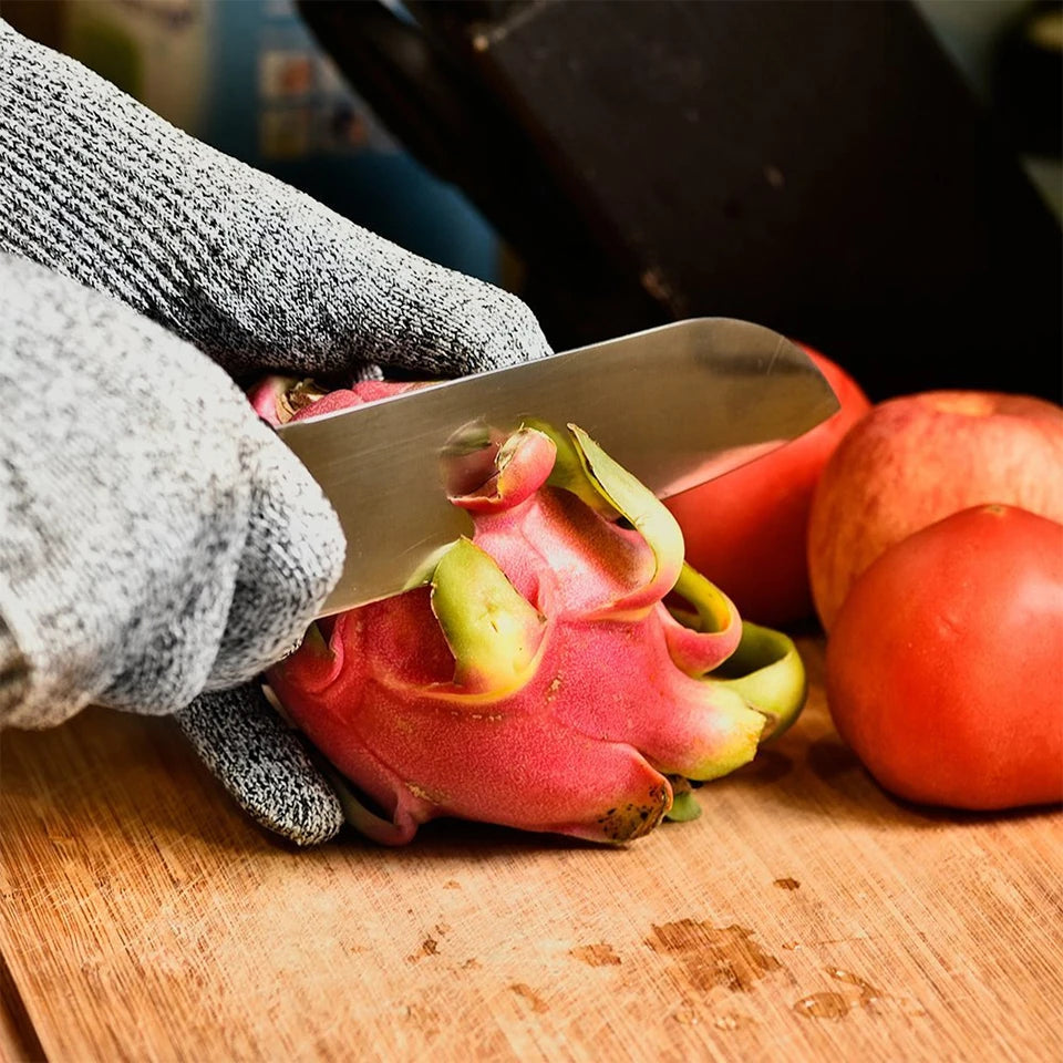 1 Pair Anti Cut Gloves High Performance Level 5 Protection HPPE Golves Knife Cut Resistant Protection Kitchen Home Garden Gloves