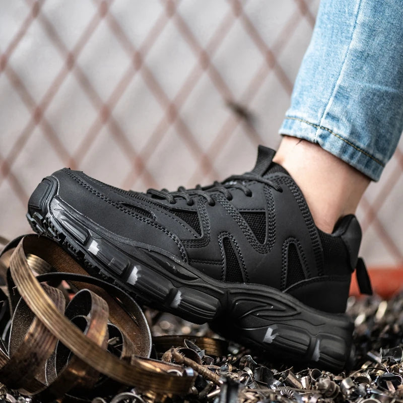 Women Safety Shoes Steel Toe Anti- Crush Lightweight Comfortable Anti- Slip Slip- Resistant Work Boots for Factory Floor