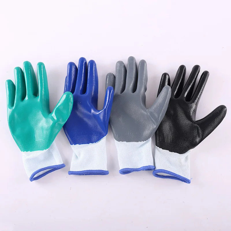 12 Pairs HighQuality Waterproof and Oil Resistant Industrial Work Gloves Gardening Gloves Stab Resistant Labor Protection Gloves