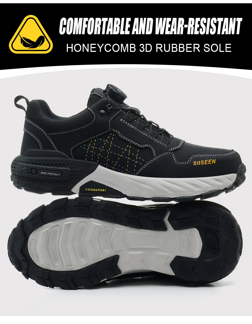 Men's Steel Toe Safety Shoes Anti-Puncture Anti-Slip Wear-Resistant Industrial Work Footwear Fashionable Men's Foot Protection