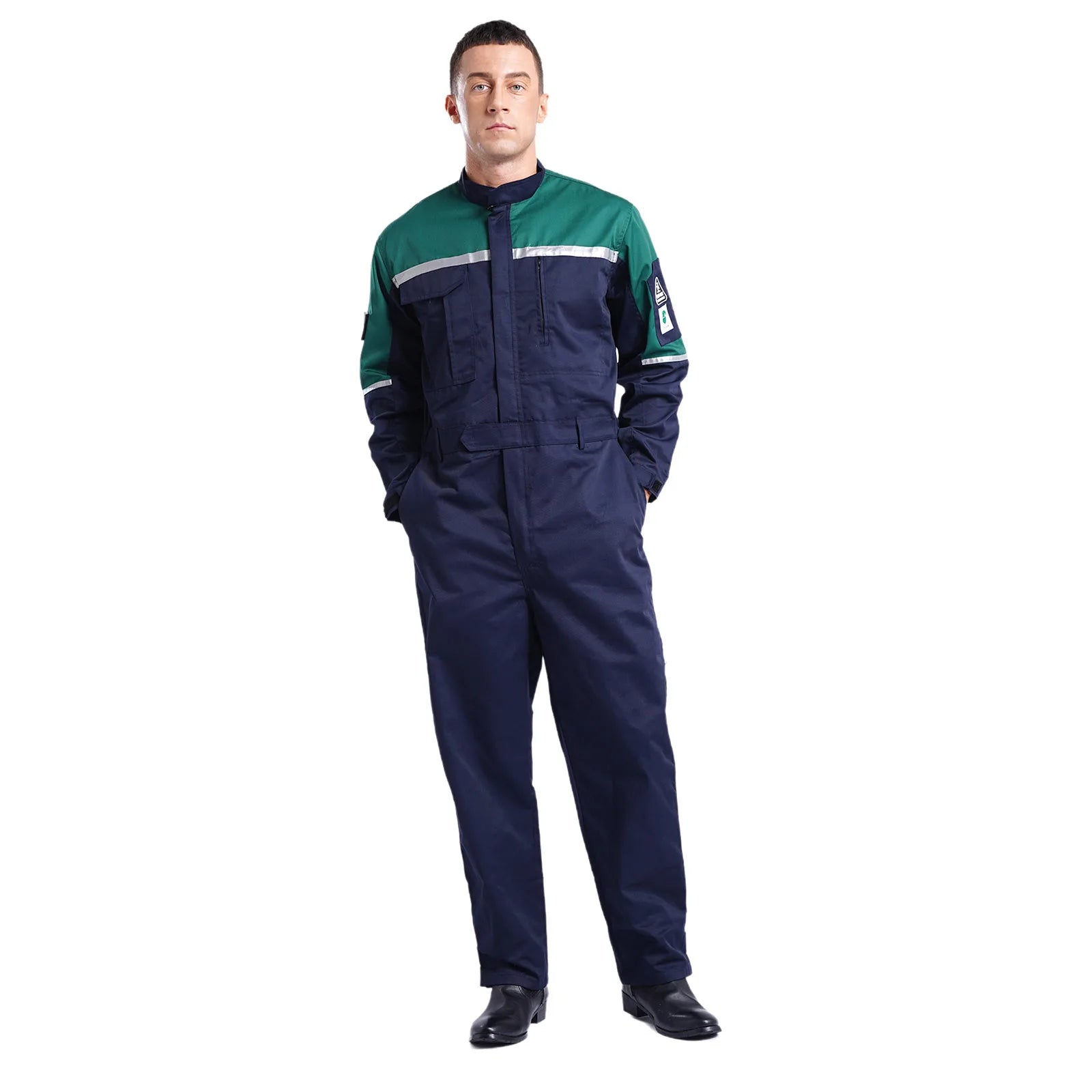 Mens Wear Resistant Anti-static Protective Jumpsuit Workwear Multi-pocket Reflective Straps Full-body Coveralls Workshop Uniform