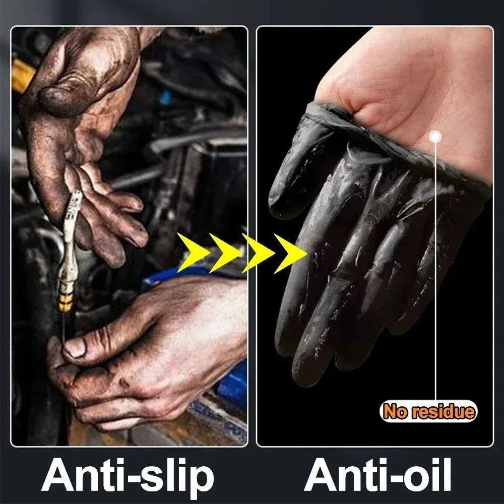 10pcs Heavy Duty Nitrile Gloves Orange Black with Diamond Textured Safety Gloves Waterproof Wear-Resistant Disposable Gloves