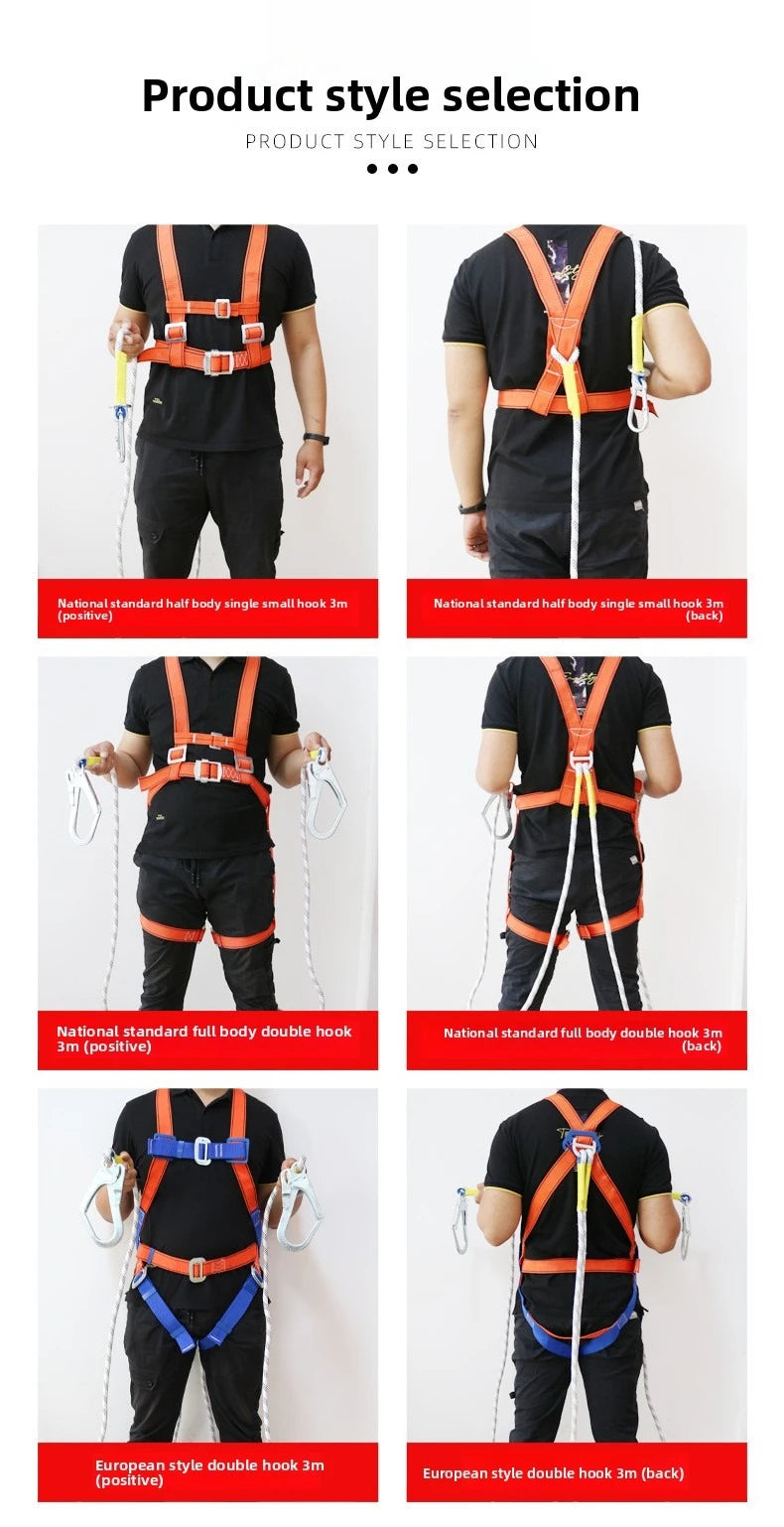 National Standard Double Back Full Body Double Hook Buffer Safety Belt European Five Point High-altitude Work Safety Belt