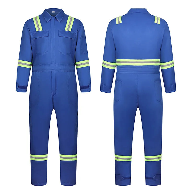 Hi Vis Work Overall Auto Repair Workshop Welding Suit Mechanic Uniform Coal Miner Mariner Porter Coverall Reflective Safety Suit
