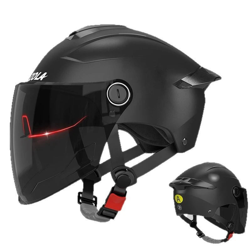 Double Lens Electric Motorcycle Helmet Electric Bike Half Helmet Summer Sun Protection Safety Helmet For Women Men