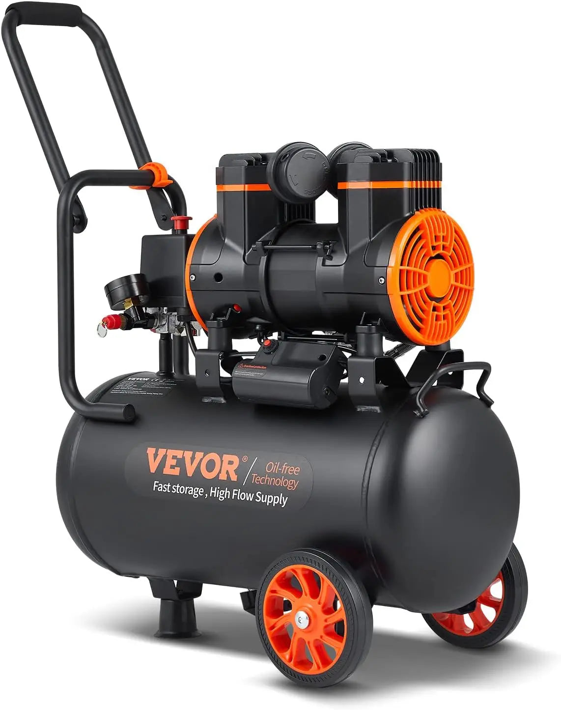 6.3 Gallon Air Compressor, 2 HP 3.35 CFM@90PSI, Max 116PSI Oil-Free Tank for Auto Repair, Tire Inflation, Spray Painting