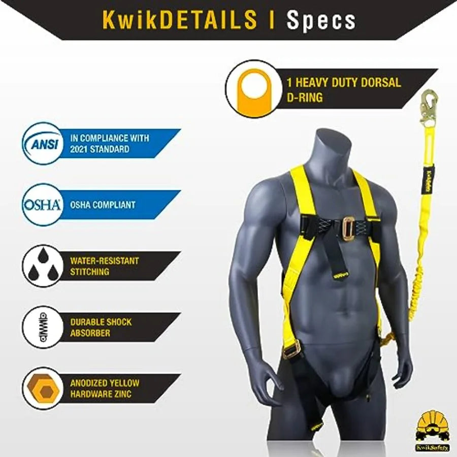 SCORPION Safety Harness [w/Attached 6Feet Lanyard] Safety Harness Fall Protection ANSI OSHA