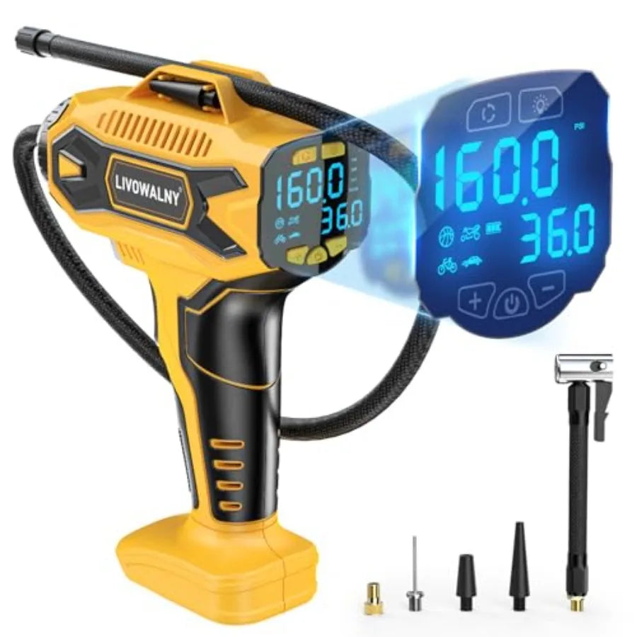 Tire Inflator Air Compressor Compatible with DeWalt 20V Battery Power, 160PSI Cordless Portable Electric Air Pump with Digital