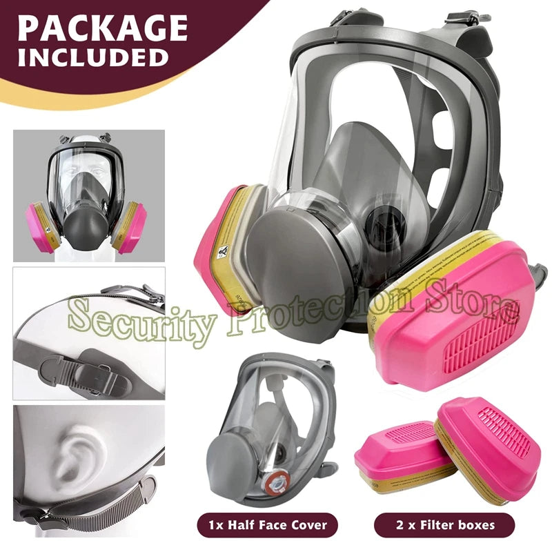 6800 Full Face Respirator Gas Paint Spray Mask with 60926 Cartridge for Painting Car Spray Epoxy Resin Dust Polishing Welding