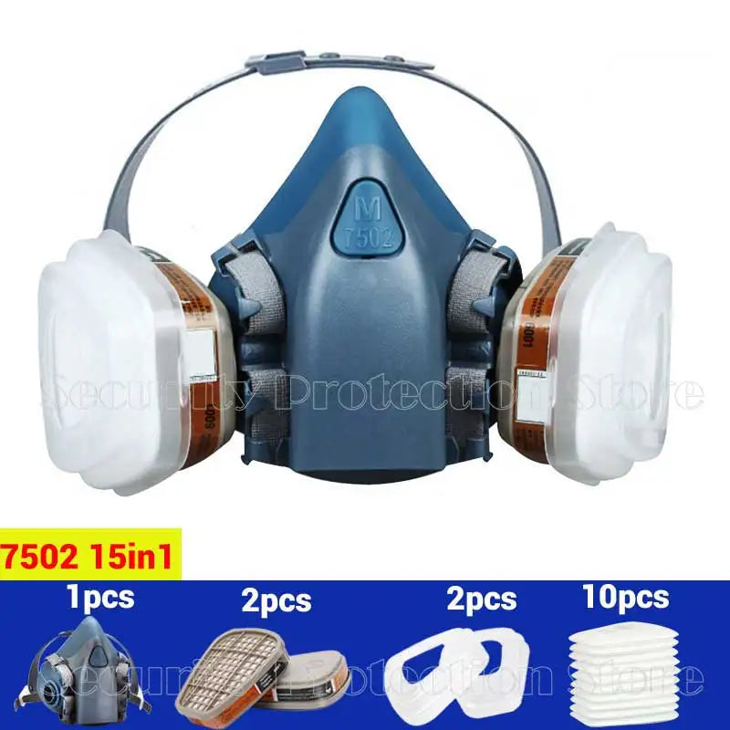 17in1 7502 Dust Gas Respirator Half Face Dust Mask For Painting Spraying Organic Vapor Chemical Gas Filter Work Safety For 3M