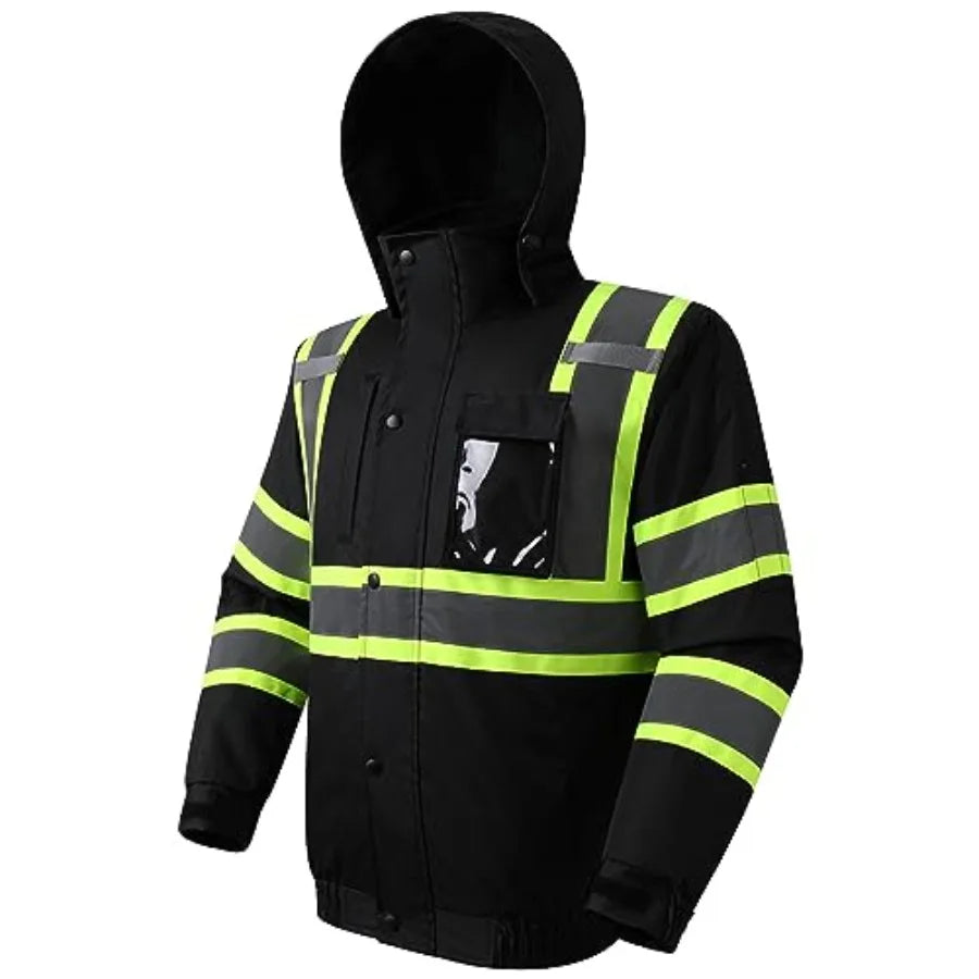 Hi-Vis Winter Safety Bomber Jacket for men and women Winter Safety Jacket Durable and Waterproof Construction Work Jacket for W