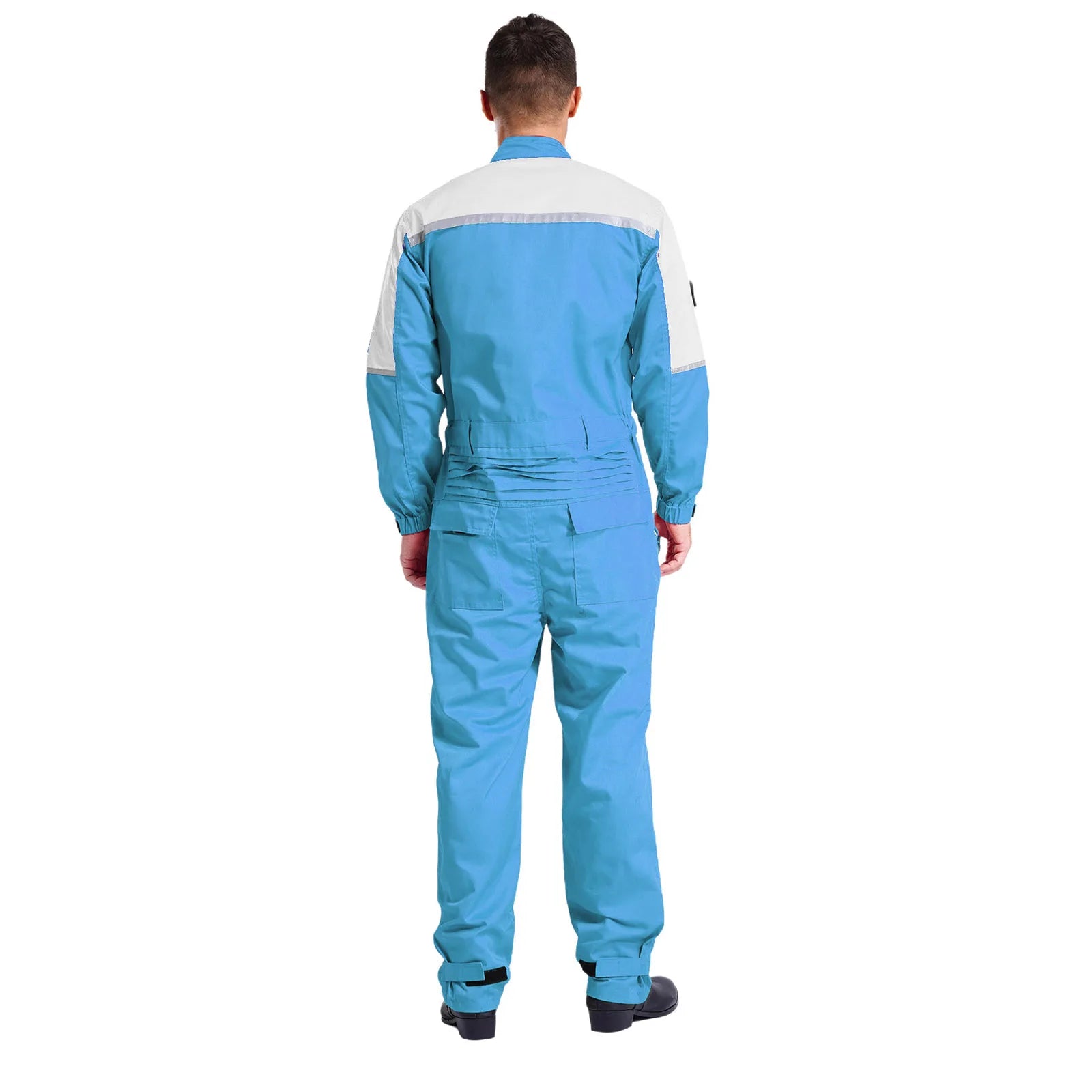 Mens Wear Resistant Anti-static Protective Jumpsuit Workwear Multi-pocket Reflective Straps Full-body Coveralls Workshop Uniform